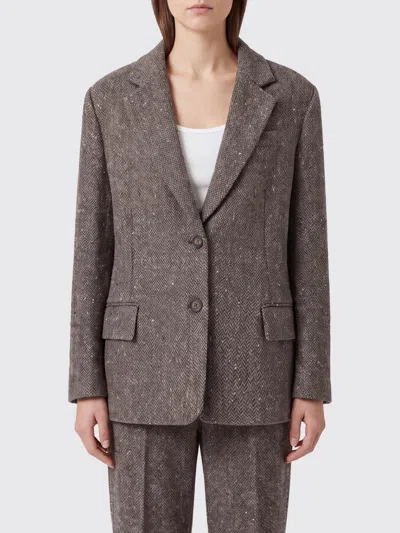 Brunello Cucinelli Jacket Woman Color Brown In Gray