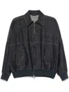 Brunello Cucinelli Denim-effect Twill Bomber Jacket With Shiny Zip