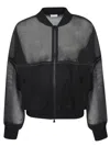 Brunello Cucinelli Black Organza Shiny Trims Bomber Jacket