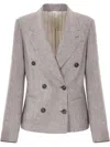 Brunello Cucinelli Double-breasted Blazer In Gray