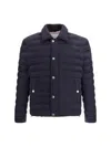 Brunello Cucinelli Dark Blue Nylon Short Jacket In Blue