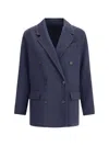Brunello Cucinelli Structured Caban Jacket With Notched Lapels In Blue
