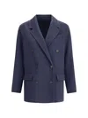 Brunello Cucinelli Structured Caban Jacket With Notched Lapels In Blue
