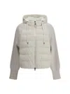 Brunello Cucinelli Two-material Puffer Jacket Casual Jackets And Parka White In Neutral