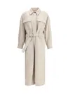 Brunello Cucinelli Silhouette-defining Long Coat With Adjustable Waistband In Multi