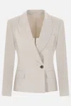 Brunello Cucinelli Double-breasted Linen Blazer In Gray