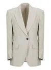 Brunello Cucinelli Linen Single-breasted Jacket In Neutral