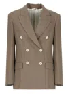 Brunello Cucinelli Linen Blend Double-breasted Jacket In Brown
