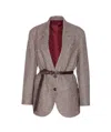 Brunello Cucinelli Houndstooth Belted Blazer