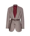 Brunello Cucinelli Houndstooth Belted Blazer