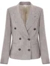 Brunello Cucinelli Double-breasted Blazer In Gray