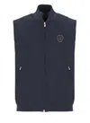 Brunello Cucinelli Sporty Blue Sleeveless Jacket With Contrasting Logo In Blue