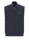 Brunello Cucinelli Sporty Blue Sleeveless Jacket With Contrasting Logo In Blue