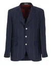 Brunello Cucinelli Tailored Linen Jacket With Classic Lapel In Blue