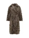 Brunello Cucinelli Fil Coupe Jacquard Fringe Belted Trench Coat In Brown