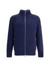 Brunello Cucinelli Long Sleeve Casual Jacket In Blue