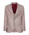 Brunello Cucinelli Men Beige Prince Of Wales Flannel Deconstructed Blazer In Pink