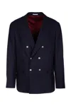 Brunello Cucinelli Tailored Double-breasted Jacket With Notch Lapels In Blue
