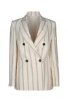 Brunello Cucinelli Multicolor Jacket With All-over Striped Motif And Monile Detail In C001