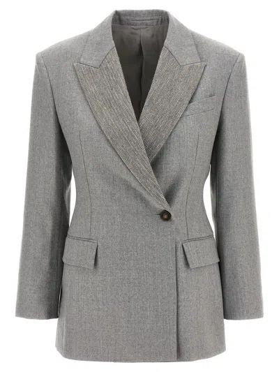 Brunello Cucinelli Blazer In Grigio Perla