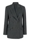 Brunello Cucinelli Women Techno Wool Carded Chevron Jacket With Monile In C301