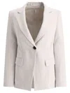 Brunello Cucinelli Cotton Blend Blazer In Grey