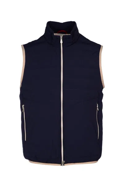 Brunello Cucinelli Jackets And Vests In Navysemidilinobrown