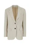 Brunello Cucinelli Single Breasted Blazer Notch Lapel Design In Neutral