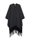 Brunello Cucinelli Reversible Fringed Poncho In Antra+nero