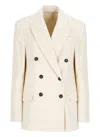 Brunello Cucinelli Ribbed Blazer Structured Shoulders In Beige
