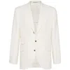 Brunello Cucinelli Wool-cashmere-silk Deconstructed Blazer In Neutral