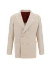 Brunello Cucinelli Velvet Double-breasted Jacket In Beige