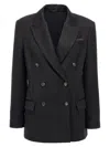 Brunello Cucinelli Double-breasted Virgin Wool Blazer In Black