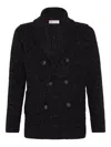 Brunello Cucinelli Double-breasted Cashmere And Silk Blend Cardigan In Black