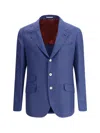 Brunello Cucinelli Linen Blazer Jacket In Blue