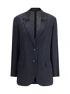 Brunello Cucinelli Women Virgin Wool Blazer In Blue
