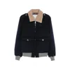 Brunello Cucinelli Shearling-collar Bomber Jacket In Blue