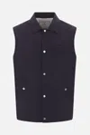 Brunello Cucinelli Sleeveless Designer Vest In Virgin Wool In Blue Colored
