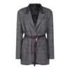 Brunello Cucinelli Women Monile Houndstooth Blazer In Gray