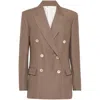 Brunello Cucinelli Women Linen Blend Double-breasted Jacket In Brown