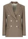 Brunello Cucinelli Linen Blend Double-breasted Jacket In Brown