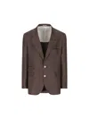 Brunello Cucinelli Brown Linen And Wool Blend Blazer In Brown