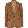 Brunello Cucinelli Cuoio Suede Leather Jacket In Brown