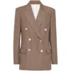 Brunello Cucinelli Women Linen Blend Double-breasted Jacket In Brown
