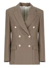 Brunello Cucinelli Women Fluid Viscose And Linen Twill Jacket With Shiny Cuffs In Brown