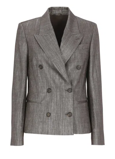 Brunello Cucinelli Peak-lapel Double-breasted Blazer In Brown