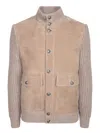 Brunello Cucinelli Bomber Jacket With Knitted Back And Textured Knit Sleeves In Brown