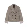Brunello Cucinelli Tweed Double-breasted Blazer Featuring Side Pockets In Brown