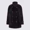 Brunello Cucinelli Leather Double-breasted Jacket High Collar In Brown