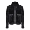 Brunello Cucinelli Grey Shearling Jacket With Two Front Welt Pockets With Zip In Black